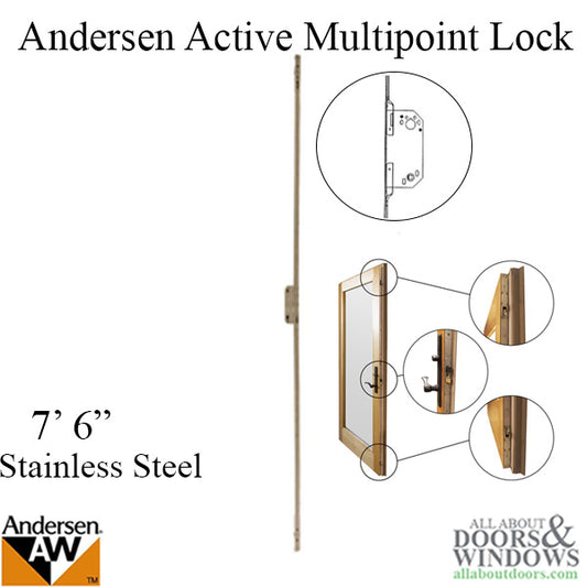 Andersen Multipoint Lock, FWH76 Active Door - Stainless Steel