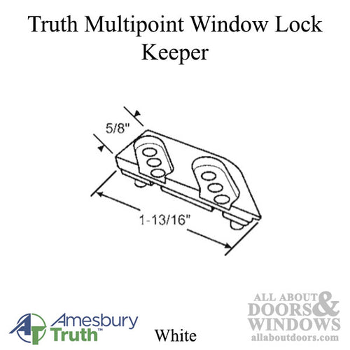 Truth Multipoint Window Lock Keeper, Right Hand - White - Truth Multipoint Window Lock Keeper, Right Hand - White