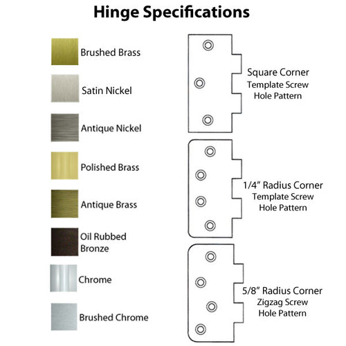3.5 x 3.5 inch, 5/8 Radius Corners, Residential Hinges, Steel, Choose Color - 3.5 x 3.5 inch, 5/8 Radius Corners, Residential Hinges, Steel, Choose Color