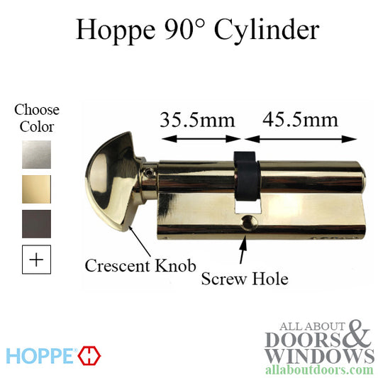 35.5/45.5 New Style HOPPE Active 90° Keyed Profile Cylinder Lock, Solid Brass