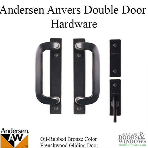 Andersen Frenchwood Gliding Door Trim Hardware, Anvers 4 Panel Interior and Exterior - Oil Rubbed Bronze - Andersen Frenchwood Gliding Door Trim Hardware, Anvers 4 Panel Interior and Exterior - Oil Rubbed Bronze