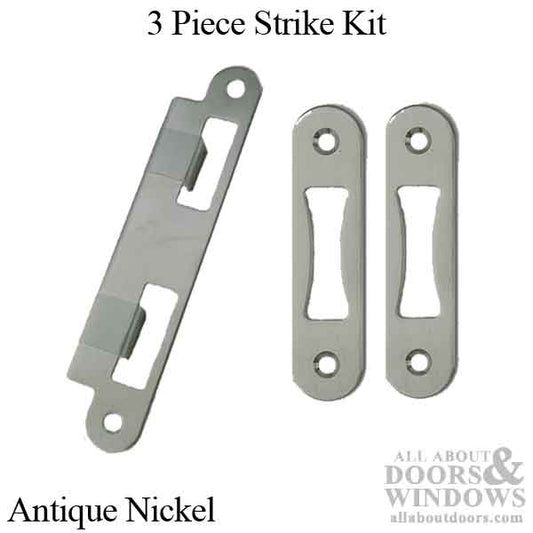 G-U / Ferco  Set of 3 Strikes Plates for 1-3/4" (45mm) door, Rhino / Tripact - Antique Nickel /