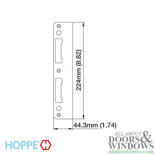 Latch & Deadbolt Strike Plate, 1.74 x 8.82 Curved Lip - Satin Nickel - Latch & Deadbolt Strike Plate, 1.74 x 8.82 Curved Lip - Satin Nickel