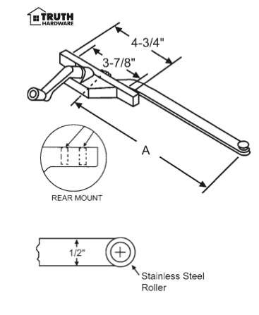 G-U  Straight Arm Rear Mounted, Vinyl Casement Operator, LH - Wh - G-U  Straight Arm Rear Mounted, Vinyl Casement Operator, LH - Wh