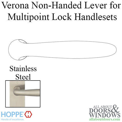 Verona Non-Handed Lever Handle for Multipoint Lock Handlesets - Stainless Steel - Verona Non-Handed Lever Handle for Multipoint Lock Handlesets - Stainless Steel