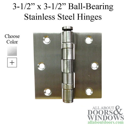 3.5 x 3.5 inch, Square Corners, Ball Bearing, Stainless Steel, Pair, Brushed Stainless Steel