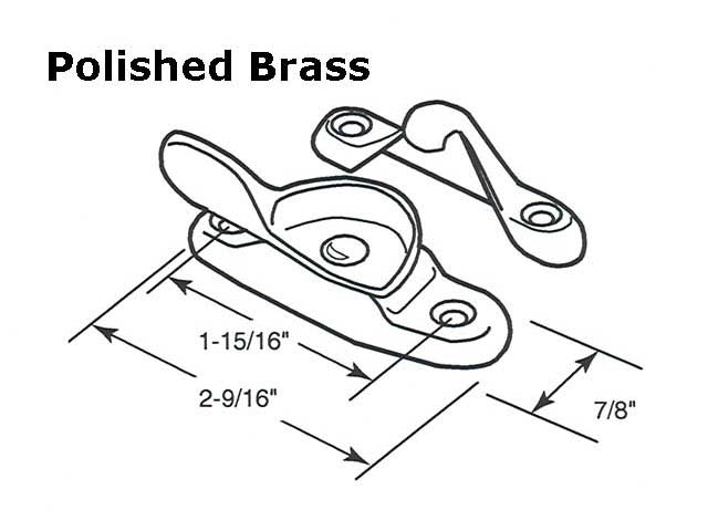 Sash/Cam Lock - Wood Sash Hardware, Solid Brass - Polished Brass - Sash/Cam Lock - Wood Sash Hardware, Solid Brass - Polished Brass