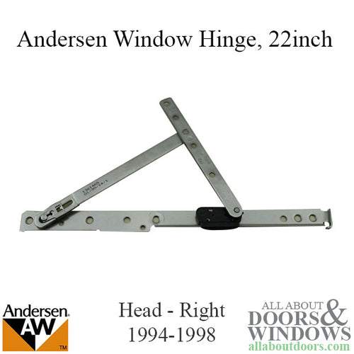 Andersen Enhanced Casement Straight Arm Head Hinge, Right Handed, 22 Inch - Andersen Enhanced Casement Straight Arm Head Hinge, Right Handed, 22 Inch