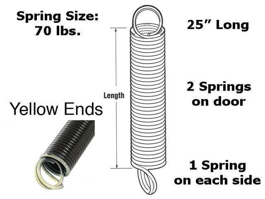 Extension Spring - 70 lbs Capacity - Yellow
