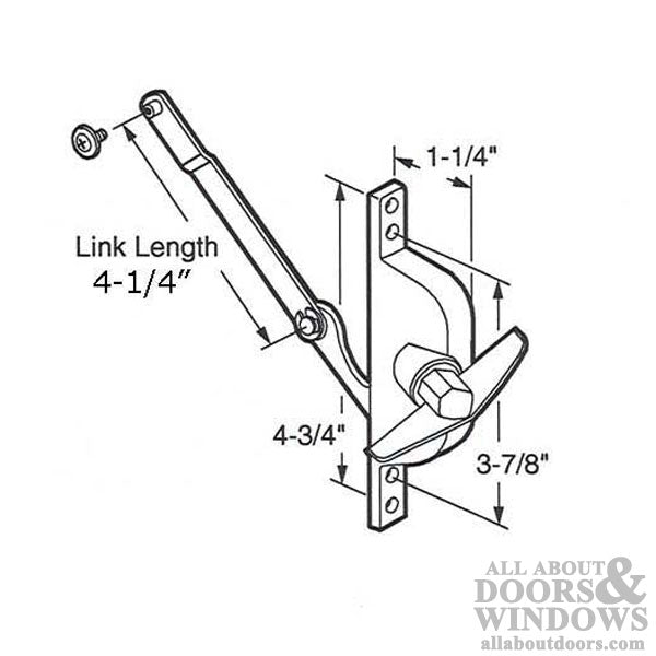 Jalousie / Louver Window Operator, 4-1/4 inch Link, Choose Color - Jalousie / Louver Window Operator, 4-1/4 inch Link, Choose Color