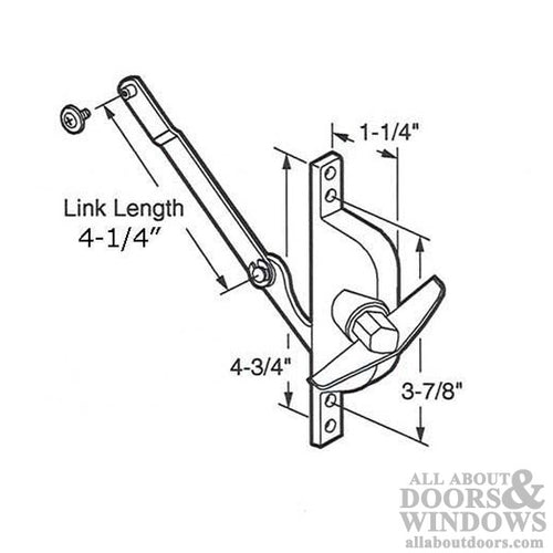 Jalousie / Louver Window Operator, 4-1/4 inch Link, Choose Color - Jalousie / Louver Window Operator, 4-1/4 inch Link, Choose Color