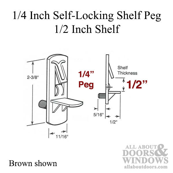 1/4 Inch Shelf Support Peg, 1/2 Inch - 6 Pack - 1/4 Inch Shelf Support Peg, 1/2 Inch - 6 Pack