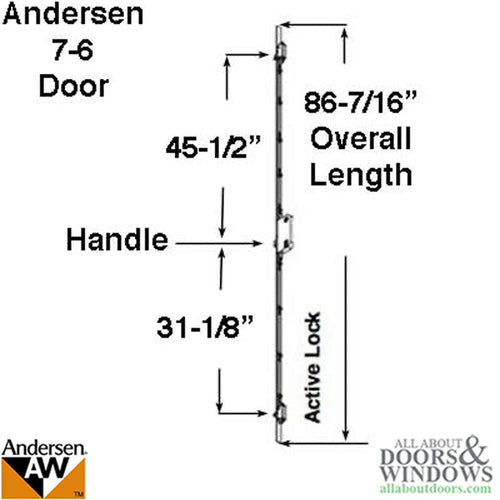 Andersen Active Multipoint Lock, FWH76 Door - Stainless Steel - Andersen Active Multipoint Lock, FWH76 Door - Stainless Steel