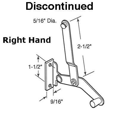 jalousie Window Operator,  Lever, 2-1/2 Link, Alum - Right