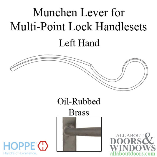 Munchen Lever Handle for Left Handed Multipoint Lock Handlesets - Oil-Rubbed Brass