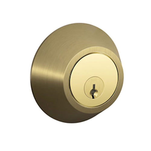 Dexter Single Cylinder Deadbolt Split Finish Antique Brass and Polished Brass - Dexter Single Cylinder Deadbolt Split Finish Antique Brass and Polished Brass