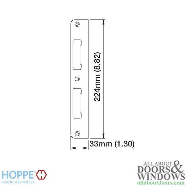 Latch & Deadbolt Strike Plate, 1.30 x 8.82 Flat - Polished Brass - Latch & Deadbolt Strike Plate, 1.30 x 8.82 Flat - Polished Brass