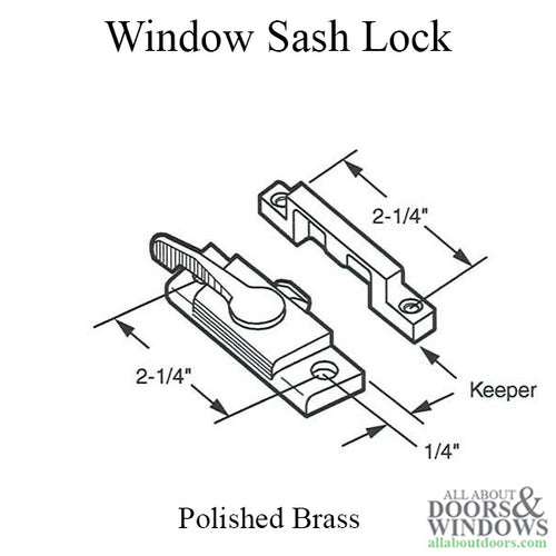 Sash / Cam Lock - Vinyl and Aluminum Sash Hardware, Diecast - Brass - Sash / Cam Lock - Vinyl and Aluminum Sash Hardware, Diecast - Brass