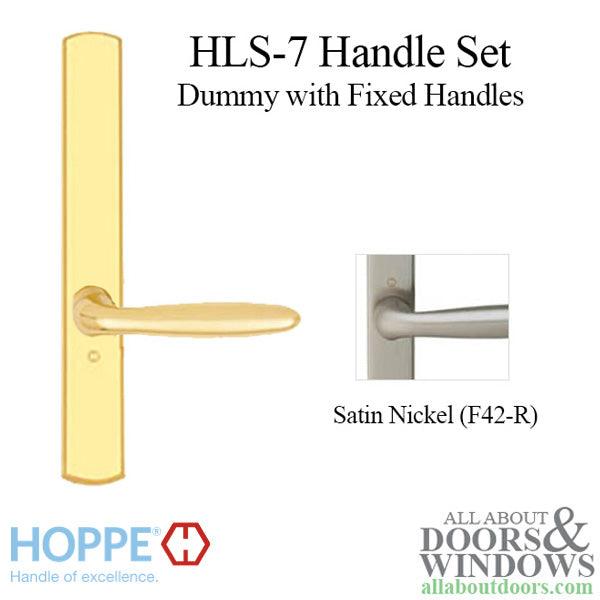 HOPPE HLS7 Handle Set with Verona Lever Fixed Dummy Handles Satin Nickel - HOPPE HLS7 Handle Set with Verona Lever Fixed Dummy Handles Satin Nickel
