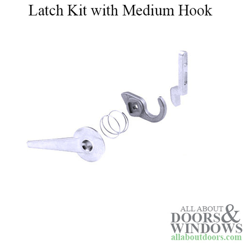 Non-Handed Latch Kit with Medium Hook for Sliding Screen Door - Gray - Non-Handed Latch Kit with Medium Hook for Sliding Screen Door - Gray