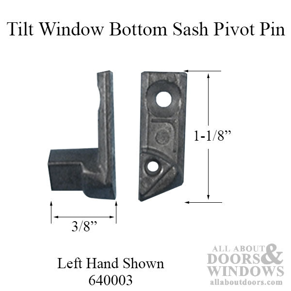 Tilt Window Pivot Pin, Bottom Sash, Zinc Diecast - Left Hand - Tilt Window Pivot Pin, Bottom Sash, Zinc Diecast - Left Hand