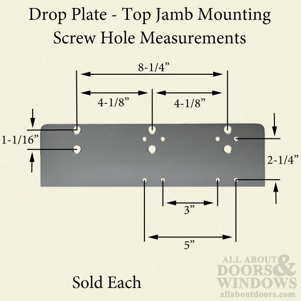 Drop Plate, Top Jamb Mounting for Heavy Duty Door Closer, Choose Finish - Drop Plate, Top Jamb Mounting for Heavy Duty Door Closer, Choose Finish