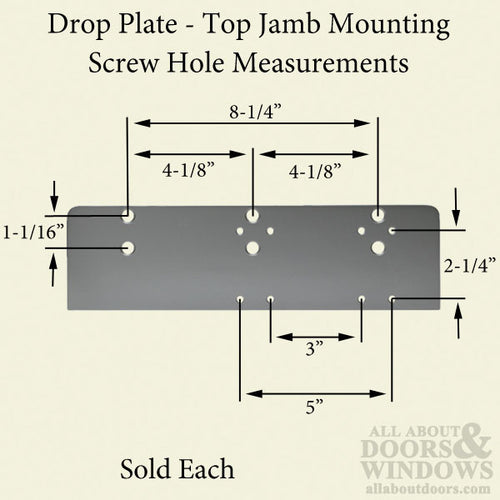 Drop Plate, Top Jamb Mounting for Heavy Duty Door Closer, Choose Finish - Drop Plate, Top Jamb Mounting for Heavy Duty Door Closer, Choose Finish