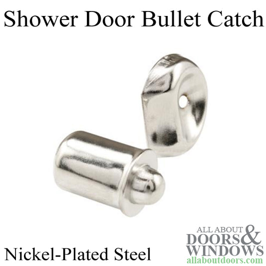 Shower Door Bullet Catch for Shower Door - Nickel Plated Steel - 2 Pack