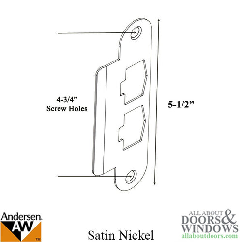 Andersen Latch & Deadbolt Strike Plate Cover, AS/SA Single Door - Satin Nickel - Andersen Latch & Deadbolt Strike Plate Cover, AS/SA Single Door - Satin Nickel