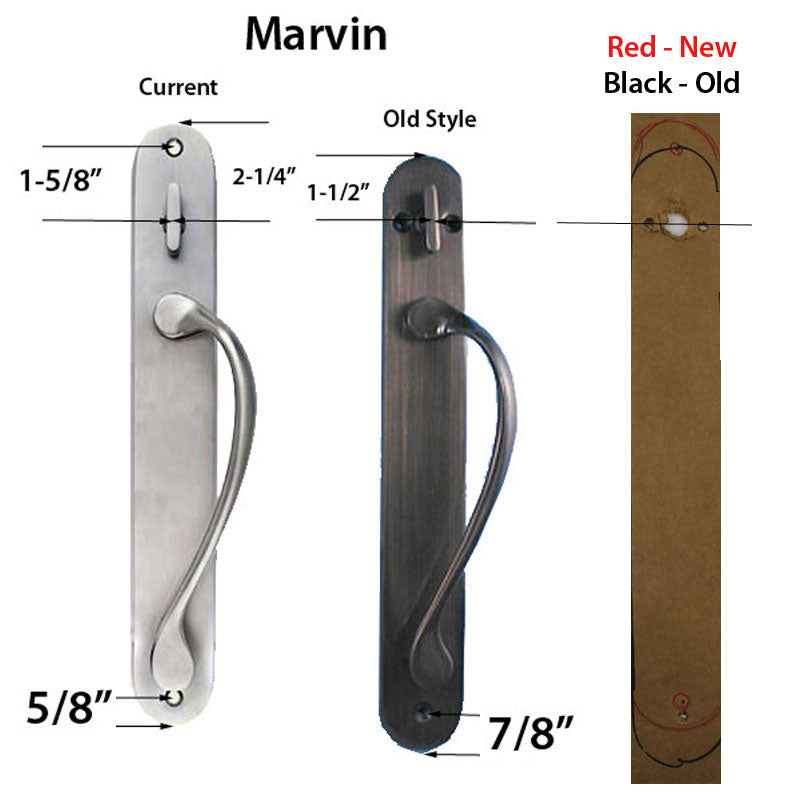 Marvin Ultimate Sliding French Door, Inactive / Dummy wide handle set - Antique Brass - Marvin Ultimate Sliding French Door, Inactive / Dummy wide handle set - Antique Brass