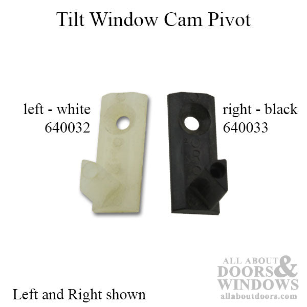 Tilt Window Cam Pivot, Triangular Projection, White - Left - Tilt Window Cam Pivot, Triangular Projection, White - Left