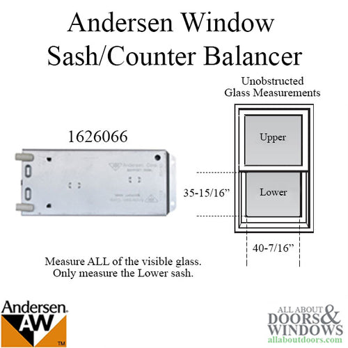 Andersen 200 Series Narroline Window Sash/Counter Balancer, Left Hand - L1427/33 - Andersen 200 Series Narroline Window Sash/Counter Balancer, Left Hand - L1427/33