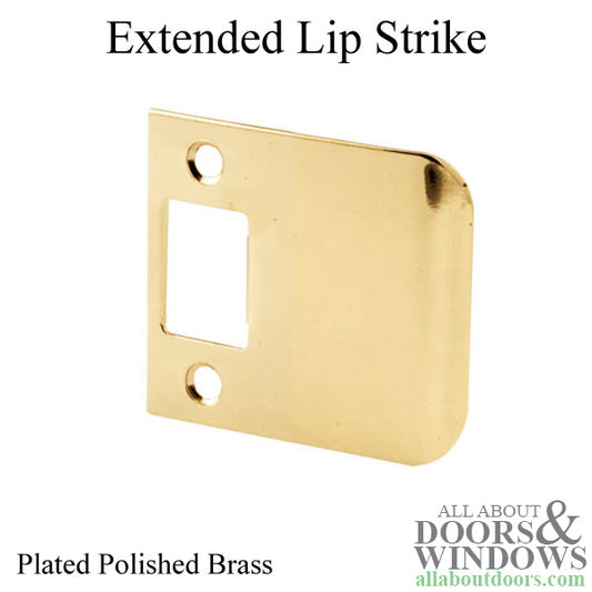 Strike Plate, Latch Extended Lip, 2-1/4 x 2 inch - Plated Brass