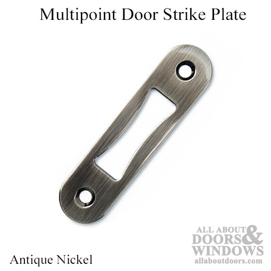 Multipoint Door Radius Corner No Lip Strike Plate for 1-3/4 Inch Door - Antique Nickel Pewter