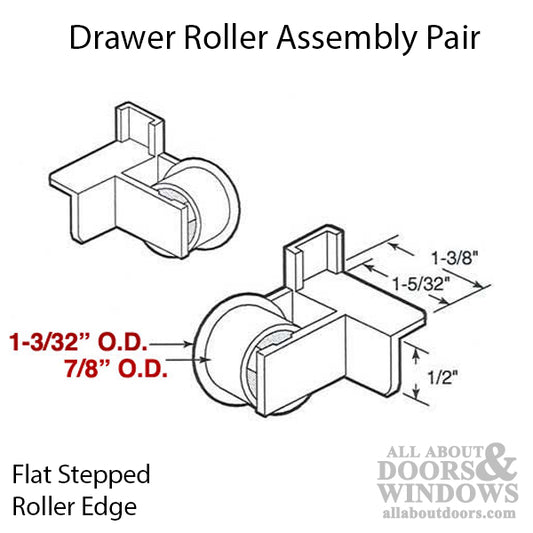 Roller Assembly - Drawer Guide - 7/8 In - 2 Pack