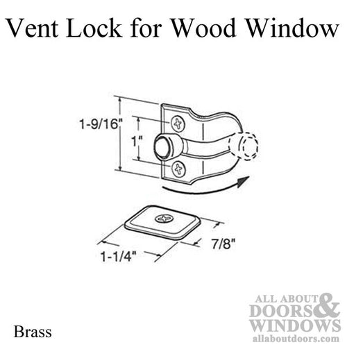 Wood Window - Vent Lock - Brass - Wood Window - Vent Lock - Brass