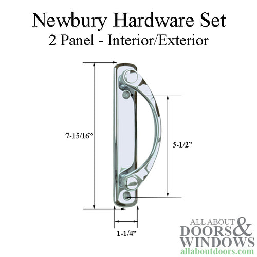 Andersen Newbury 2 Panel Gliding Door Hardware Set - Polished Chrome - Andersen Newbury 2 Panel Gliding Door Hardware Set - Polished Chrome