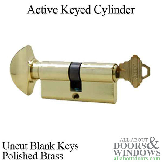 35/35 Active Keyed 360° Euro Profile Cylinder, 70mm  2-3/4" - Polished Brass