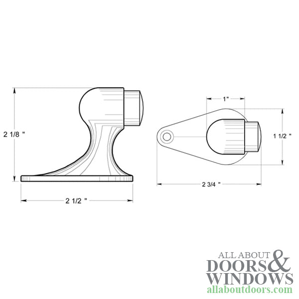 2-1/8'' Floor Mounted Bumper, Solid Brass - Choose Finish - 2-1/8'' Floor Mounted Bumper, Solid Brass - Choose Finish