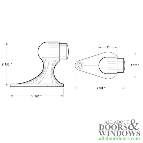 2-1/8'' Floor Mounted Bumper, Solid Brass - Choose Finish - 2-1/8'' Floor Mounted Bumper, Solid Brass - Choose Finish