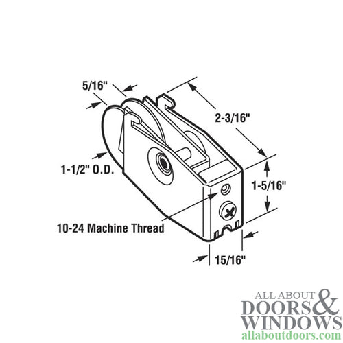 Door Roller Assembly with Hooks for Sliding Glass Doors 1-1/2 Inch Steel Ball Bearing Wheel Diameter - Door Roller Assembly with Hooks for Sliding Glass Doors 1-1/2 Inch Steel Ball Bearing Wheel Diameter