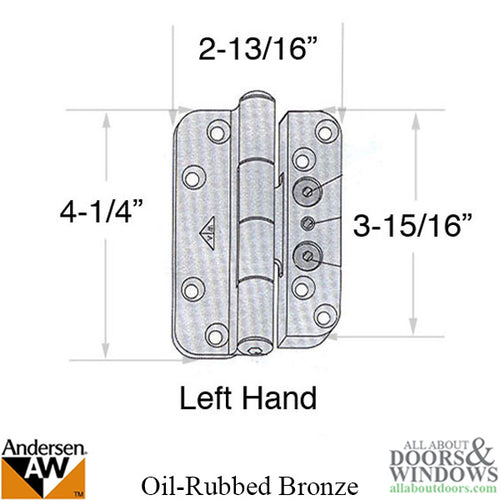 Discontinued - Andersen 1992-2005 Hinge, Left Hand -  Oil Rubbed Bronze - Discontinued - Andersen 1992-2005 Hinge, Left Hand -  Oil Rubbed Bronze