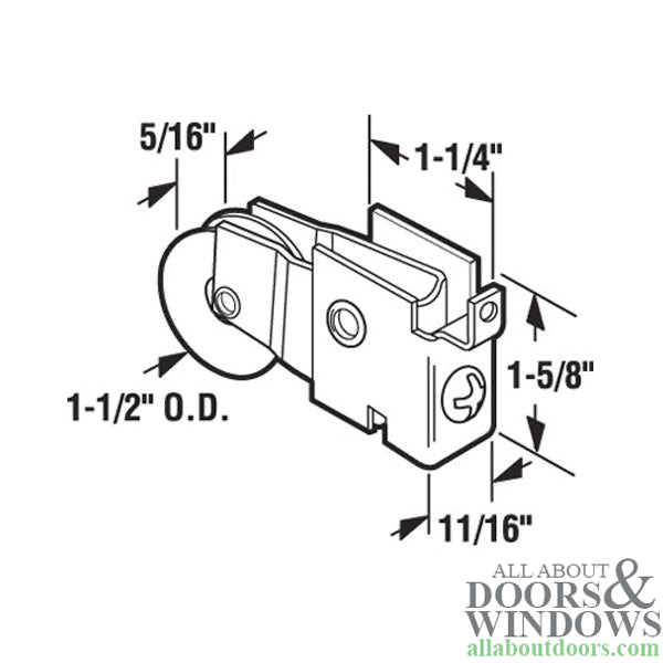 Sliding Door Roller Single 1.5 Inch Nylon Ball Bearing Roller F-Tab Style Adjustable Single Pack Door Roller - Sliding Door Roller Single 1.5 Inch Nylon Ball Bearing Roller F-Tab Style Adjustable Single Pack Door Roller