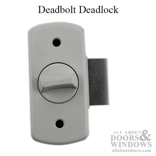 #119 (high Profile) Deadbolt Deadlock w/screws, Inside Storm Door - White - #119 (high Profile) Deadbolt Deadlock w/screws, Inside Storm Door - White