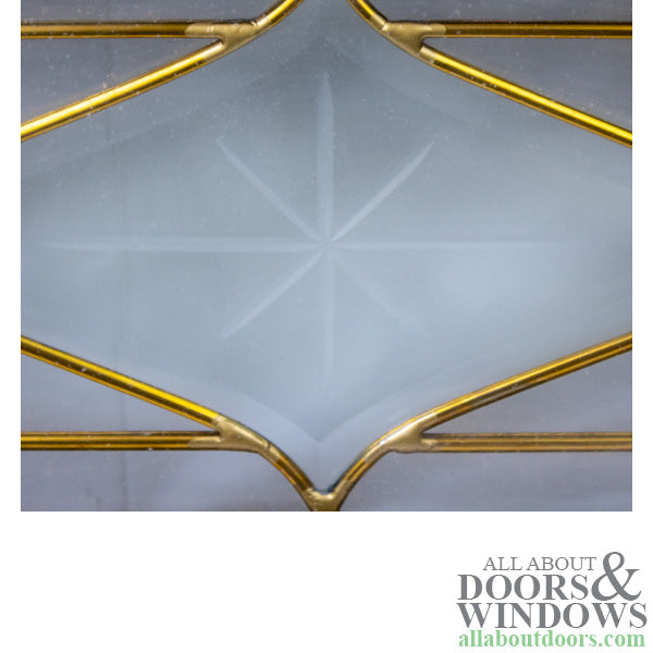 Scrolled Top/ Bottom, Leaded Glass, Brass Caming - L & R Pair - Scrolled Top/ Bottom, Leaded Glass, Brass Caming - L & R Pair