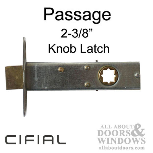 Cifial Passage Latch, Knob, 2-3/8" bs, Brass Tongue