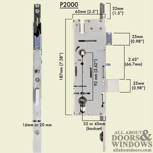 16mm P2000 Active Lower 45mm Backset Shootbolt - 16mm P2000 Active Lower 45mm Backset Shootbolt