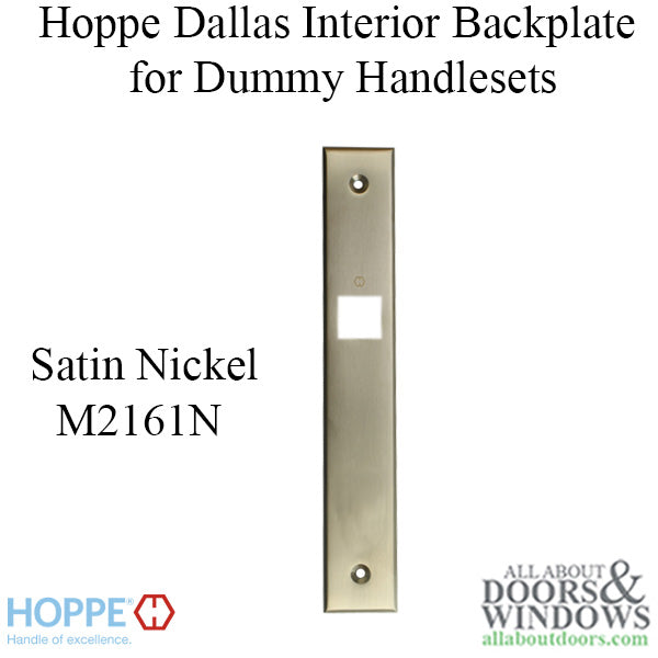 HOPPE Dallas Interior Backplate M2161N for Dummy Handlesets - Satin Nickel - HOPPE Dallas Interior Backplate M2161N for Dummy Handlesets - Satin Nickel