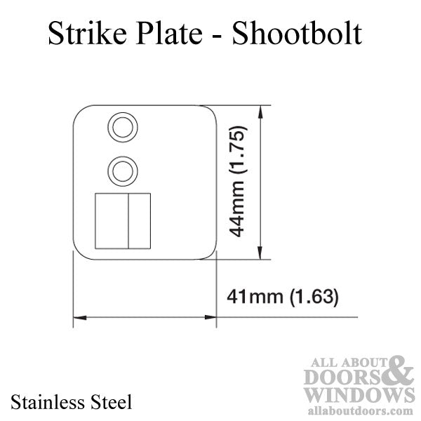 Strike Plate, PS0021L, Shootbolt.1.63 x 1.75- Stainless Steel - Strike Plate, PS0021L, Shootbolt.1.63 x 1.75- Stainless Steel