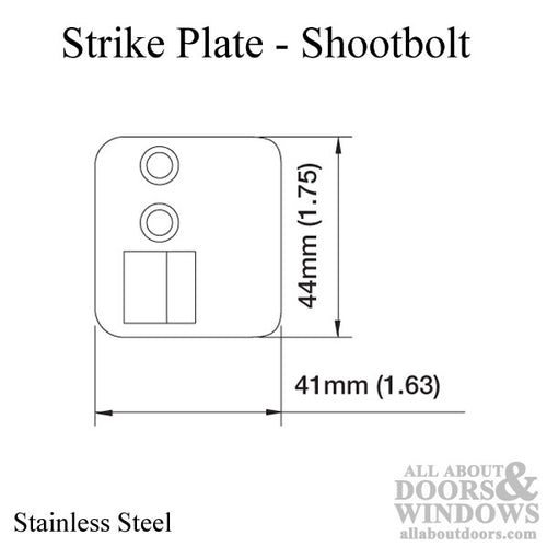 Strike Plate, PS0021L, Shootbolt.1.63 x 1.75- Stainless Steel - Strike Plate, PS0021L, Shootbolt.1.63 x 1.75- Stainless Steel